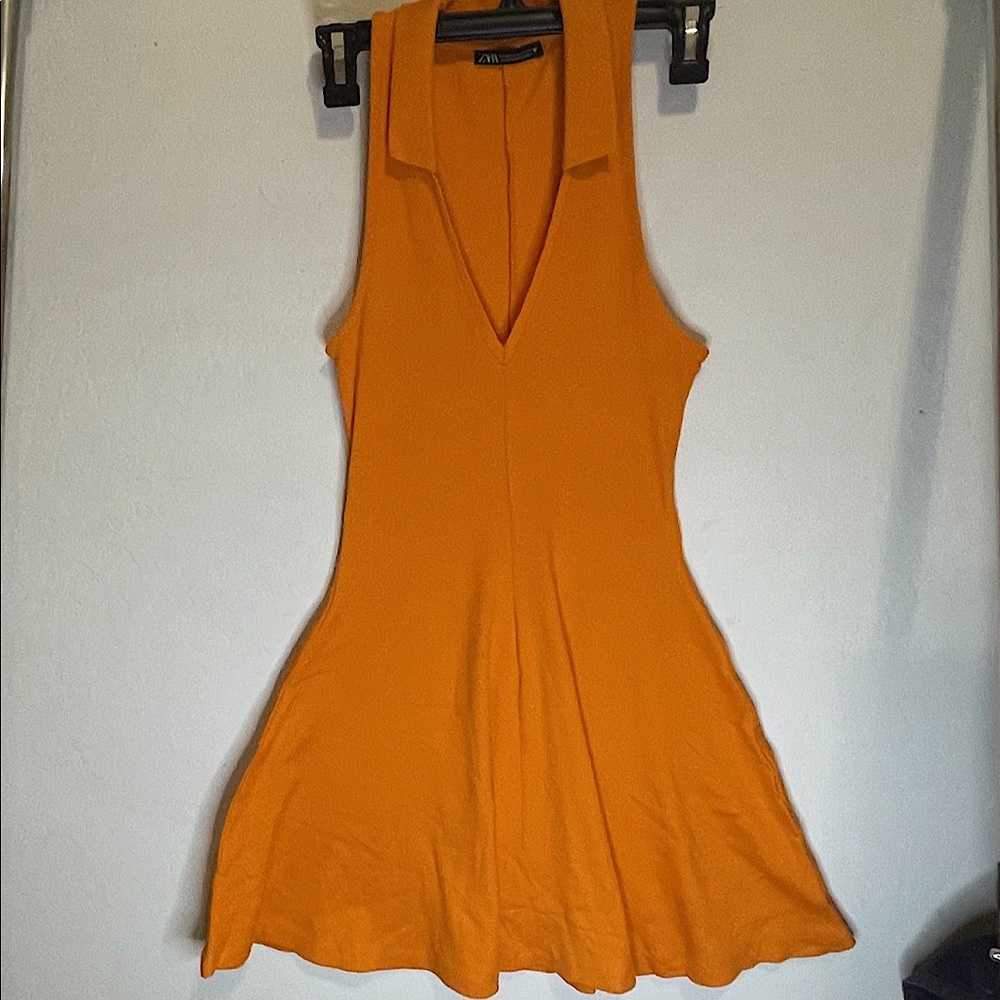 Zara collared deep V-neck dress, size medium